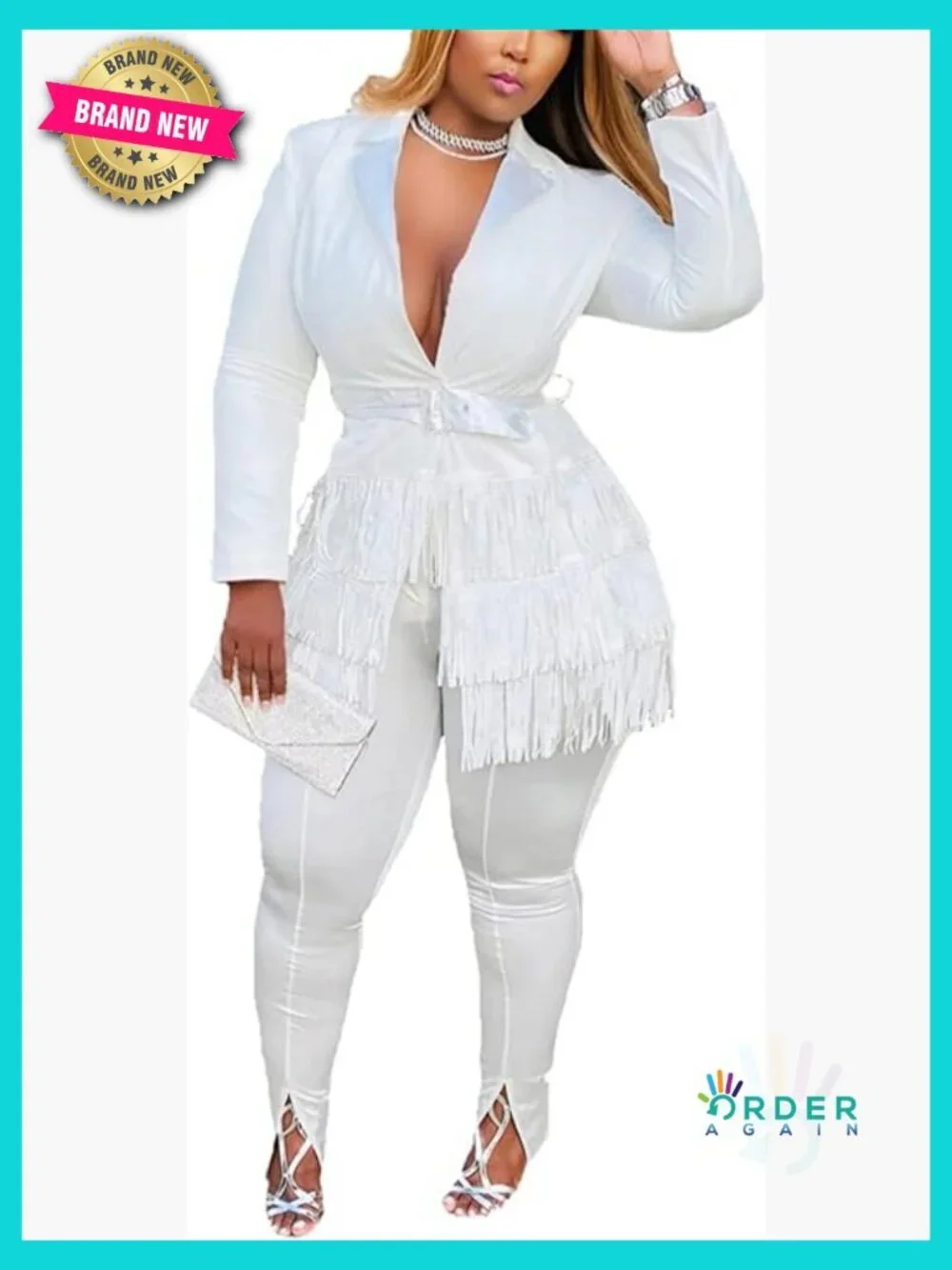 Sexy 2 Piece Denim Printed Jacket & Pants Party Clubwear Tracksuit Set